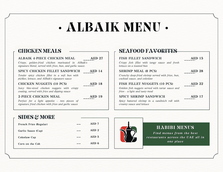 Al Baik UAE Menu with Prices (2025): Full List, Best Value Deals 2 Albaik Uae Updated Menu with prices