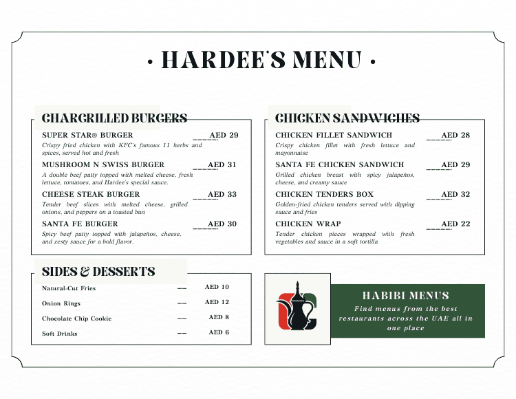 Hardee’s UAE Menu 2025: Full Prices, Calories & Best Burgers to Try 2 Hardee's Updated Menu with Prices in UAE