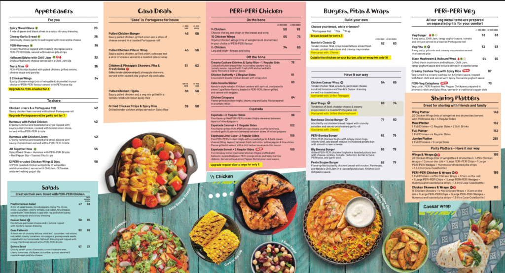 Nando’s UAE Menu with Prices: Grilled Chicken, Platters & Value Meals 6 Nando’s UAE Menu with Prices: Grilled Chicken, Platters & Value Meals